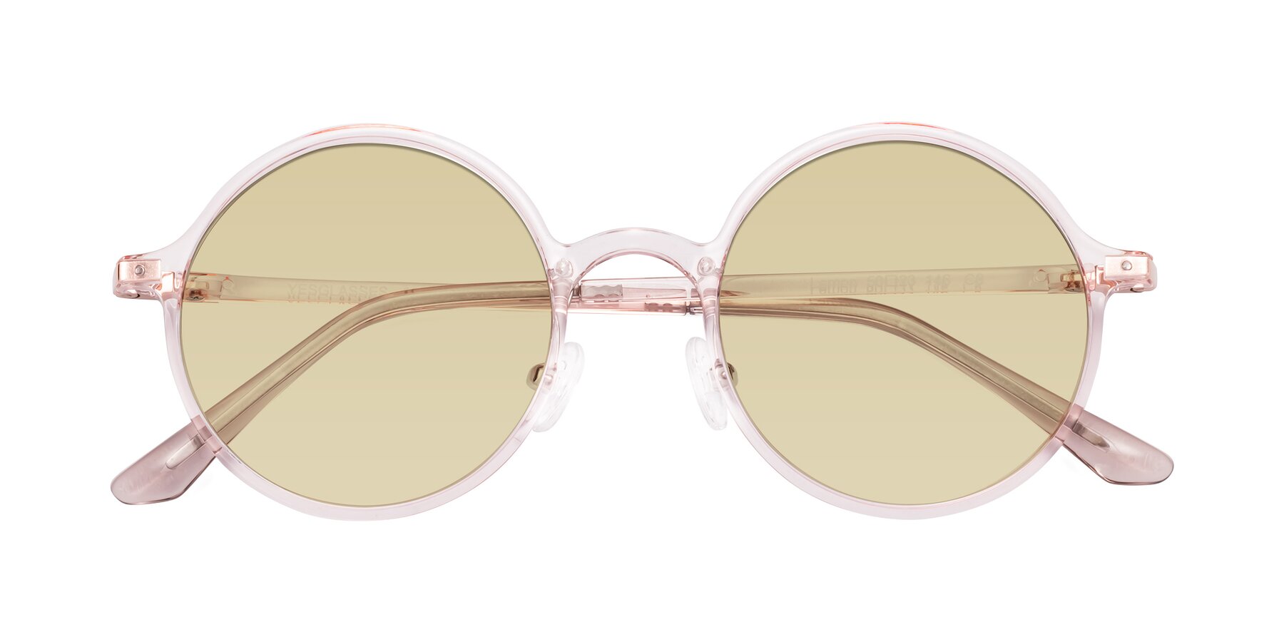 Folded Front of Lemon in Transparent Pink with Light Champagne Tinted Lenses