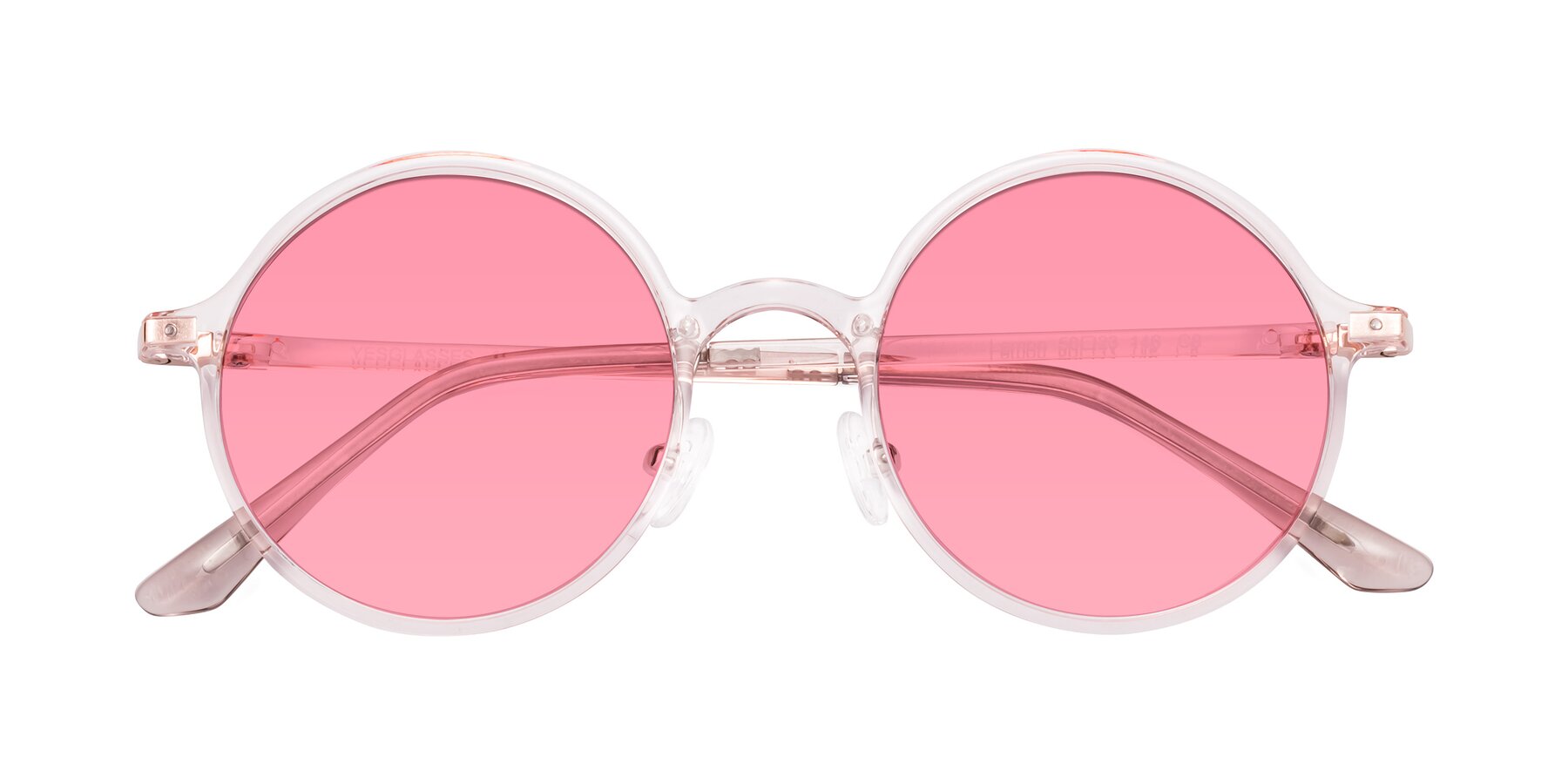 Folded Front of Lemon in Transparent Pink with Pink Tinted Lenses