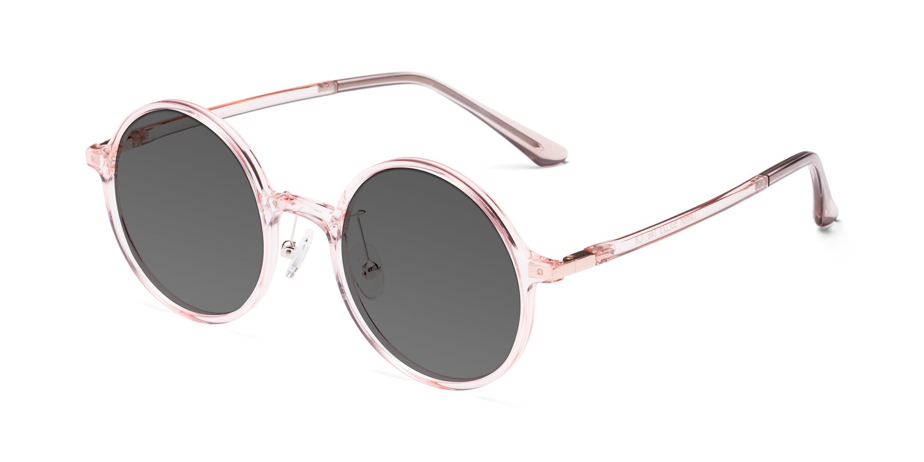 Angle of Lemon in Transparent Pink with Medium Gray Tinted Lenses