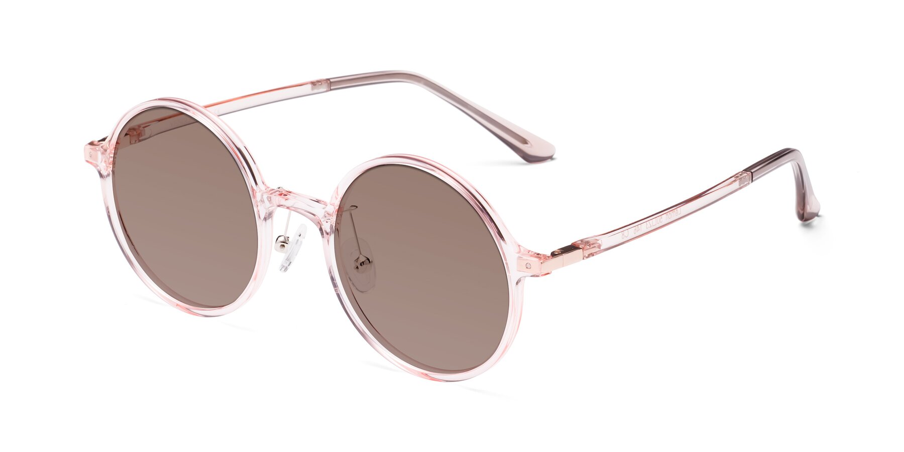 Angle of Lemon in Transparent Pink with Medium Brown Tinted Lenses