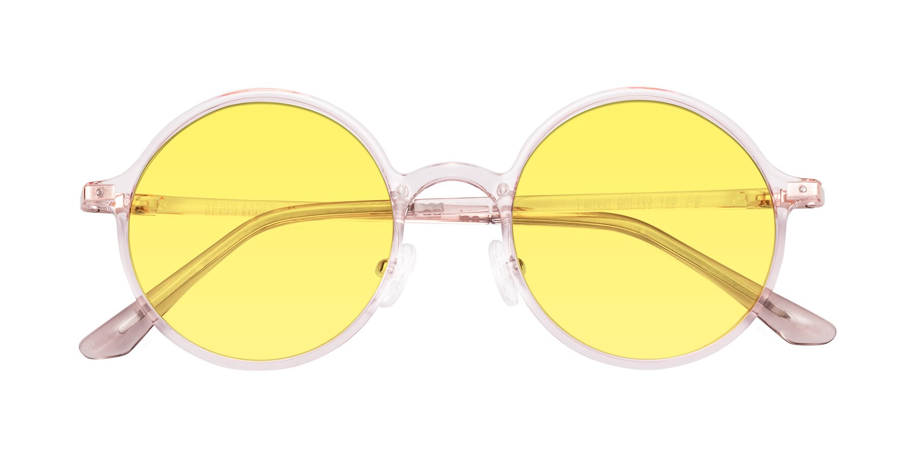 Folded Front of Lemon in Transparent Pink with Medium Yellow Tinted Lenses