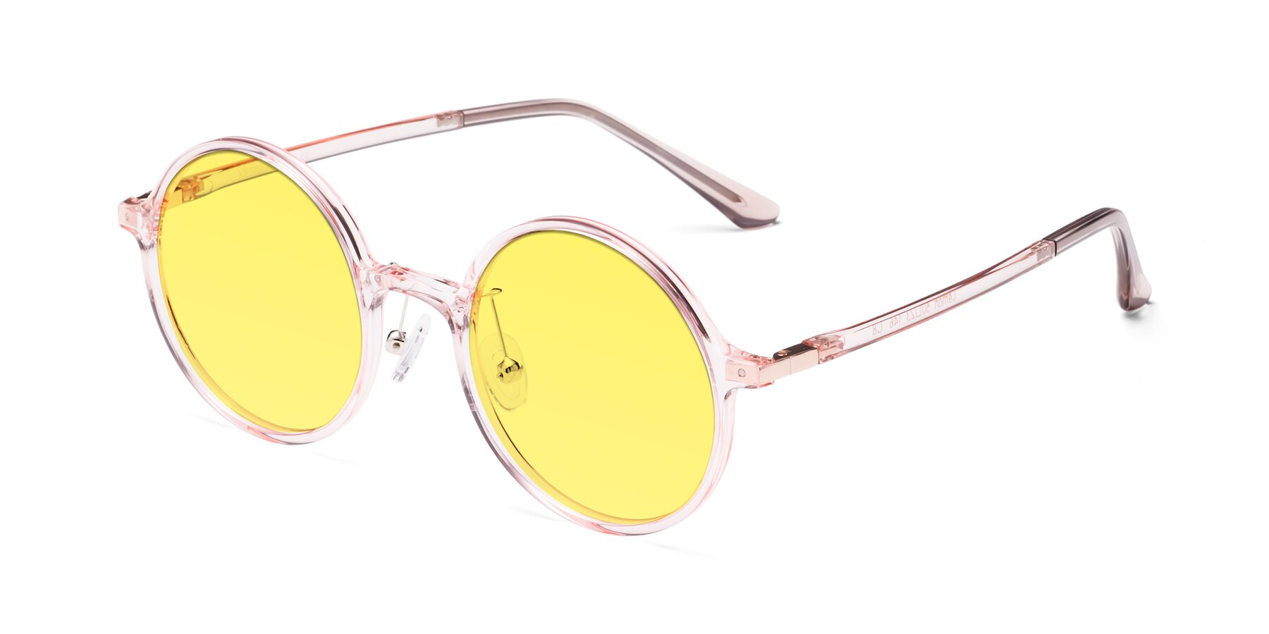Angle of Lemon in Transparent Pink with Medium Yellow Tinted Lenses