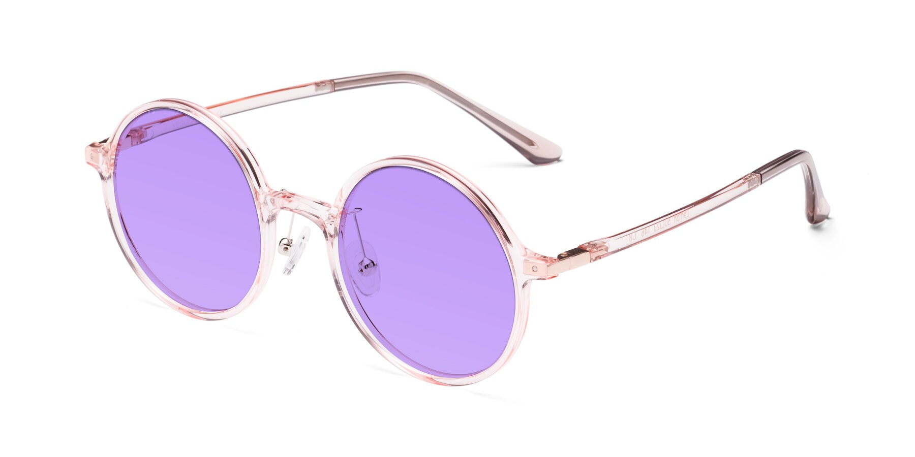 Angle of Lemon in Transparent Pink with Medium Purple Tinted Lenses