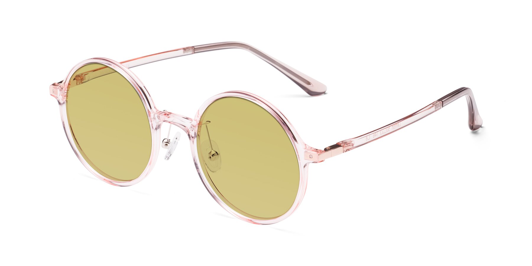 Angle of Lemon in Transparent Pink with Medium Champagne Tinted Lenses