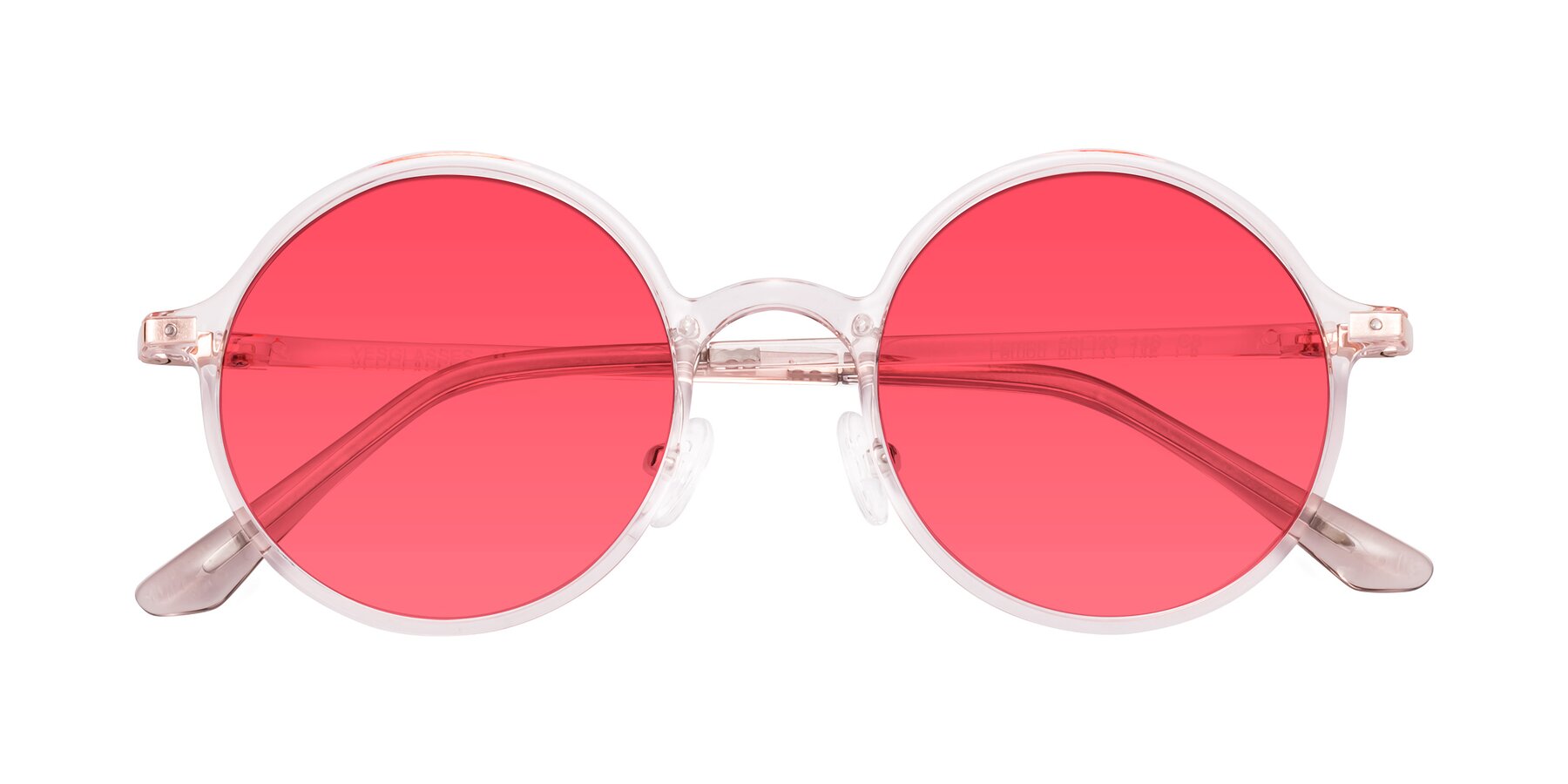 Folded Front of Lemon in Transparent Pink with Red Tinted Lenses