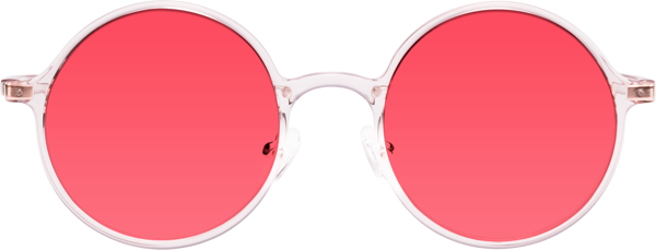 Transparent Pink Retro-Vintage Thin Round Tinted Sunglasses with Red ...