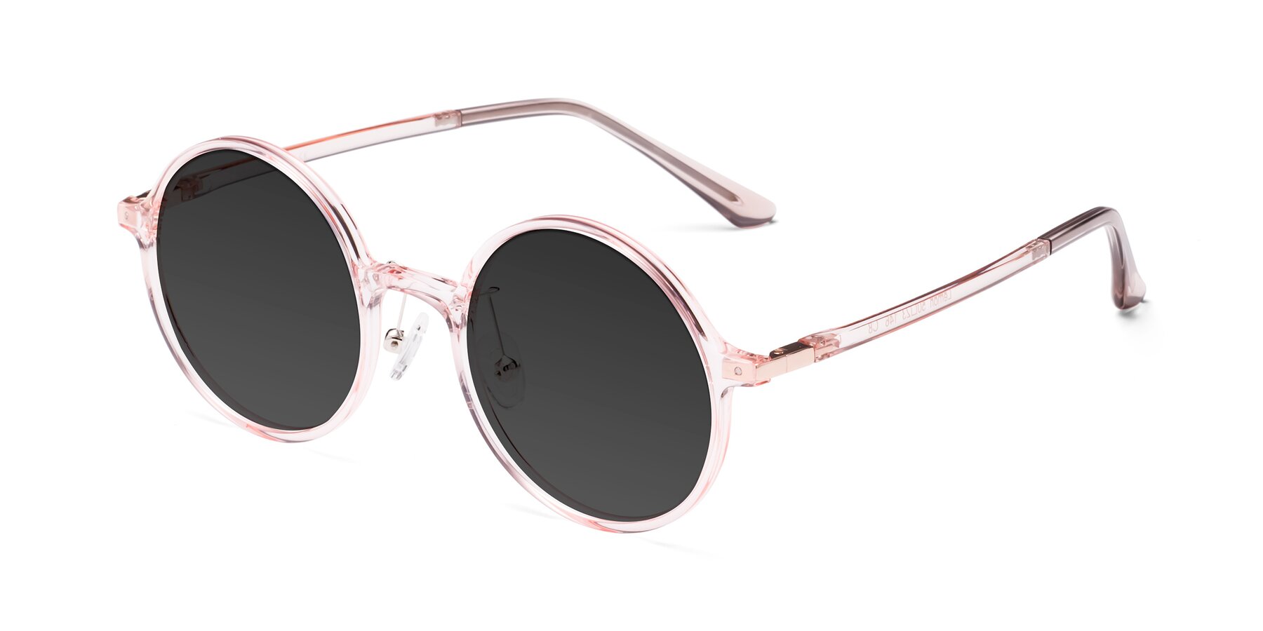 Angle of Lemon in Transparent Pink with Gray Tinted Lenses