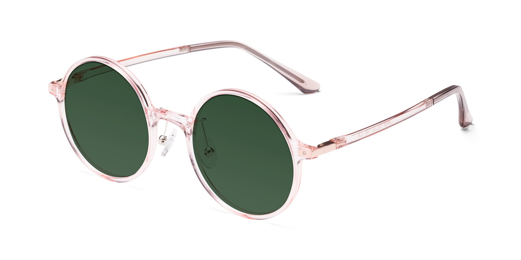 Angle of Lemon in Transparent Pink with Green Tinted Lenses