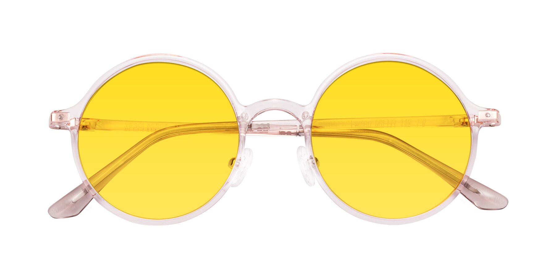 Folded Front of Lemon in Transparent Pink with Yellow Tinted Lenses