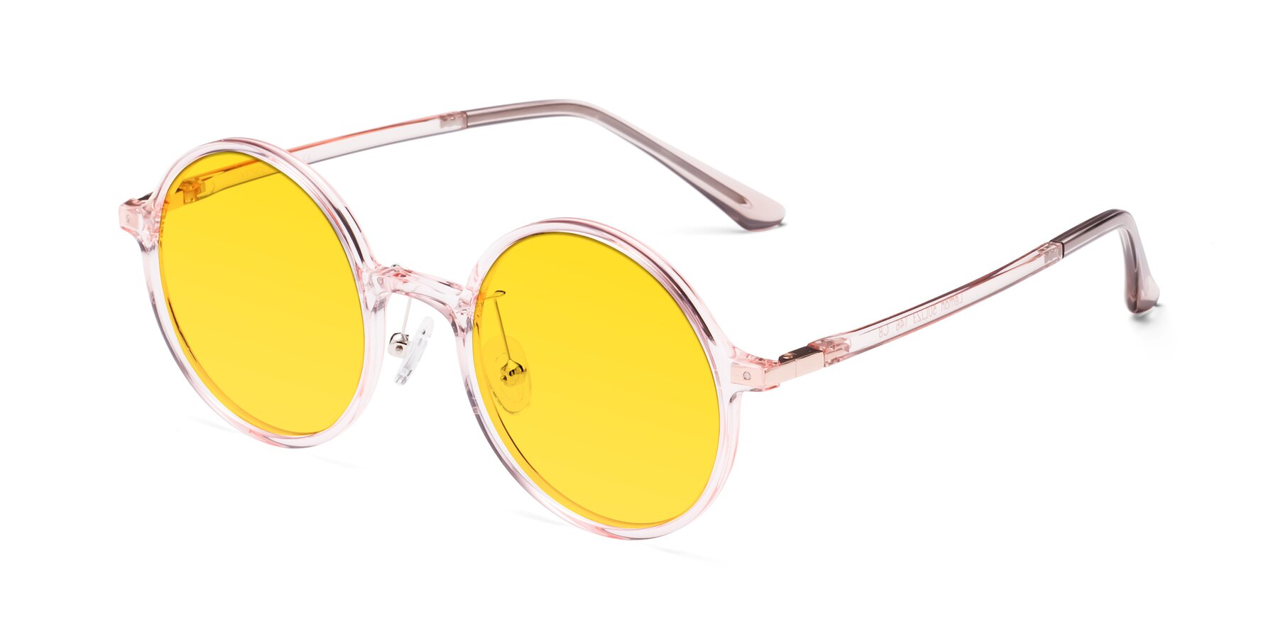 Angle of Lemon in Transparent Pink with Yellow Tinted Lenses