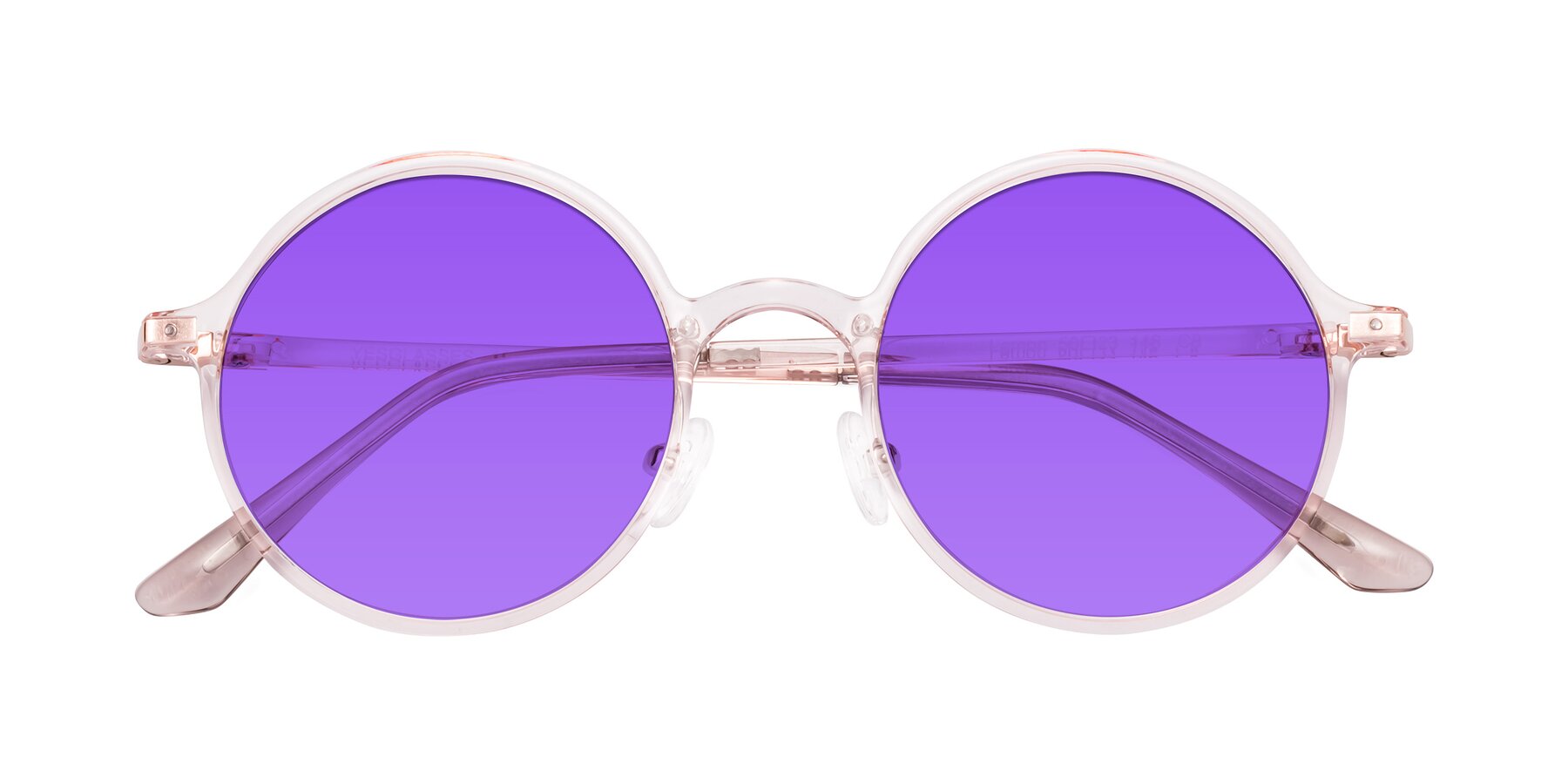 Folded Front of Lemon in Transparent Pink with Purple Tinted Lenses