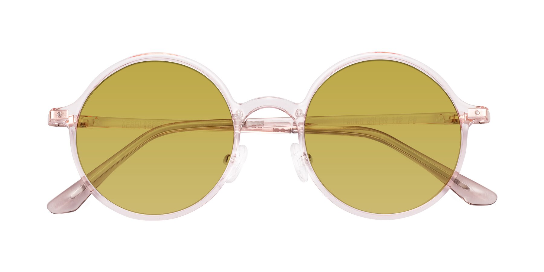 Folded Front of Lemon in Transparent Pink with Champagne Tinted Lenses