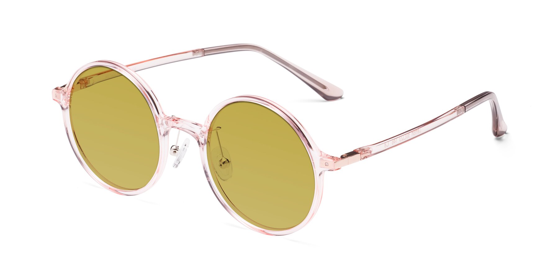Angle of Lemon in Transparent Pink with Champagne Tinted Lenses