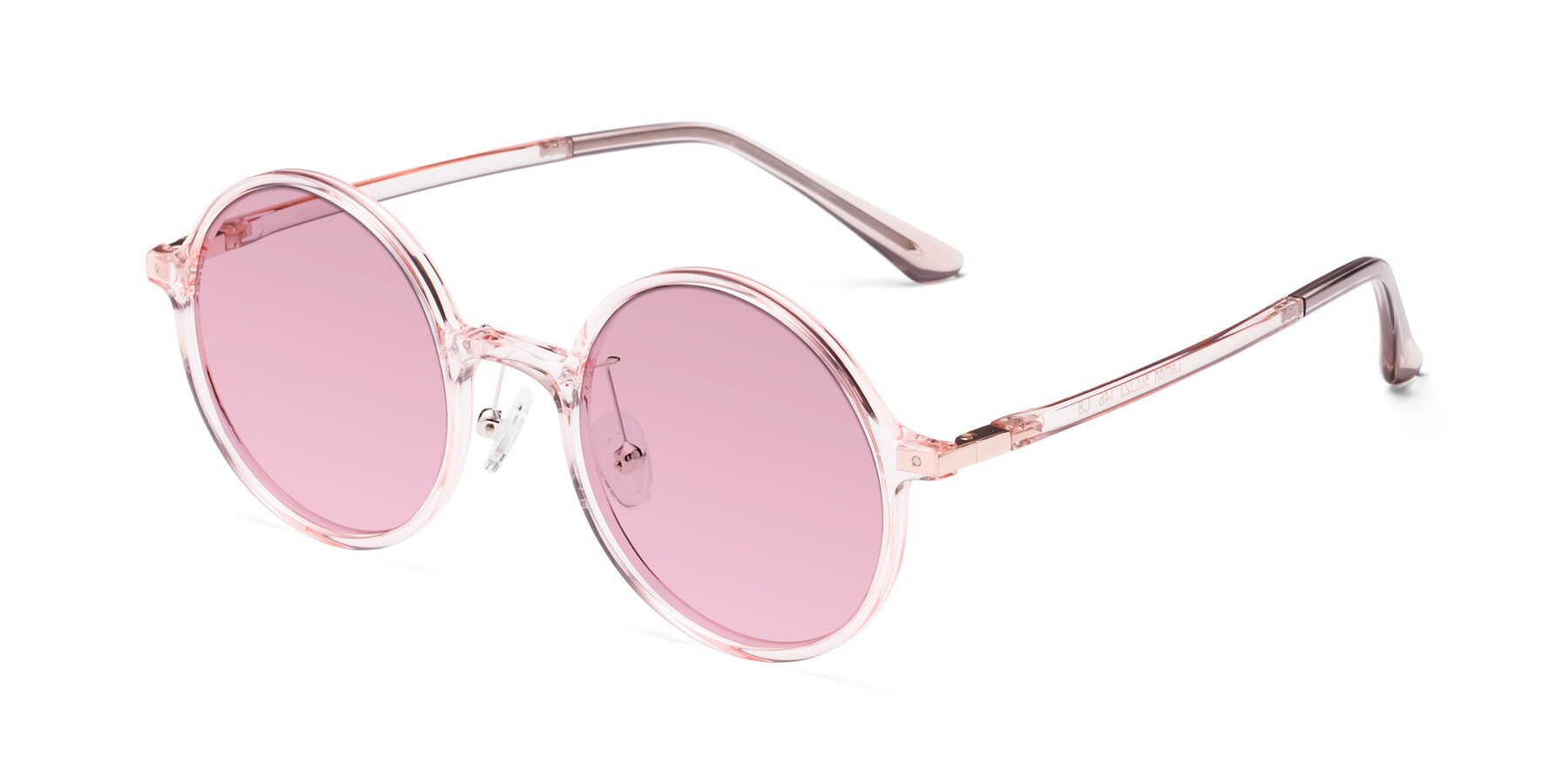 Angle of Lemon in Transparent Pink with Light Wine Tinted Lenses