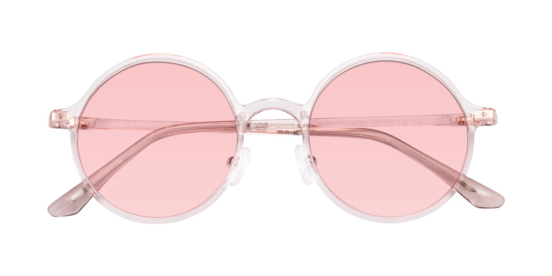 Folded Front of Lemon in Transparent Pink with Light Garnet Tinted Lenses