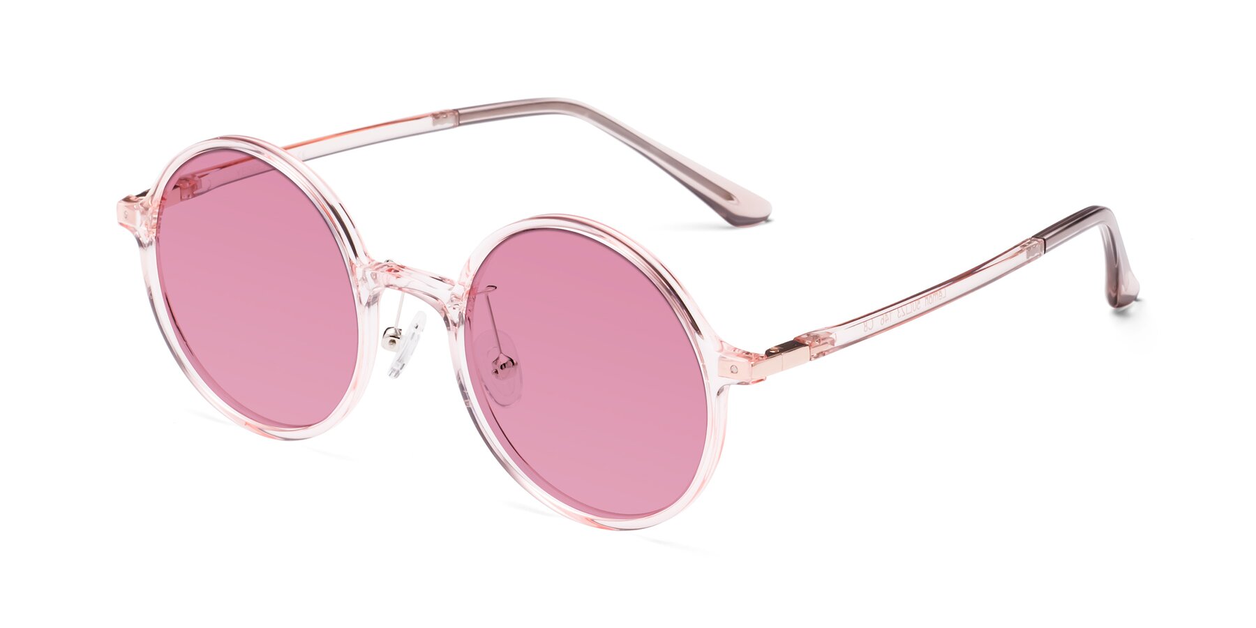 Angle of Lemon in Transparent Pink with Medium Wine Tinted Lenses