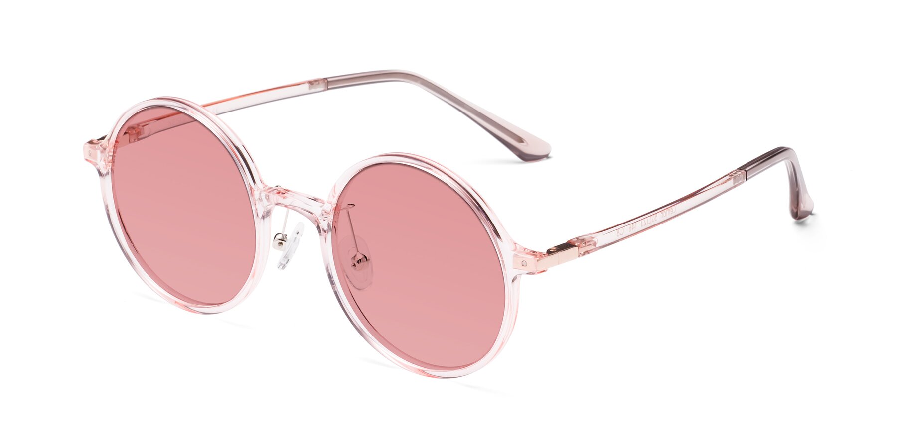 Angle of Lemon in Transparent Pink with Medium Garnet Tinted Lenses