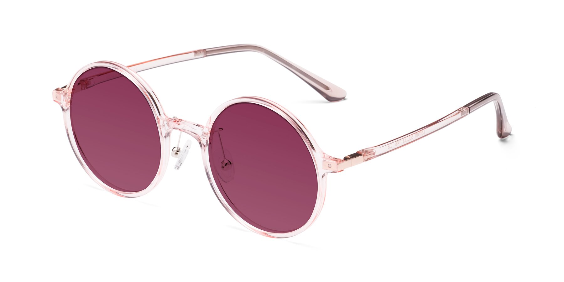 Angle of Lemon in Transparent Pink with Wine Tinted Lenses