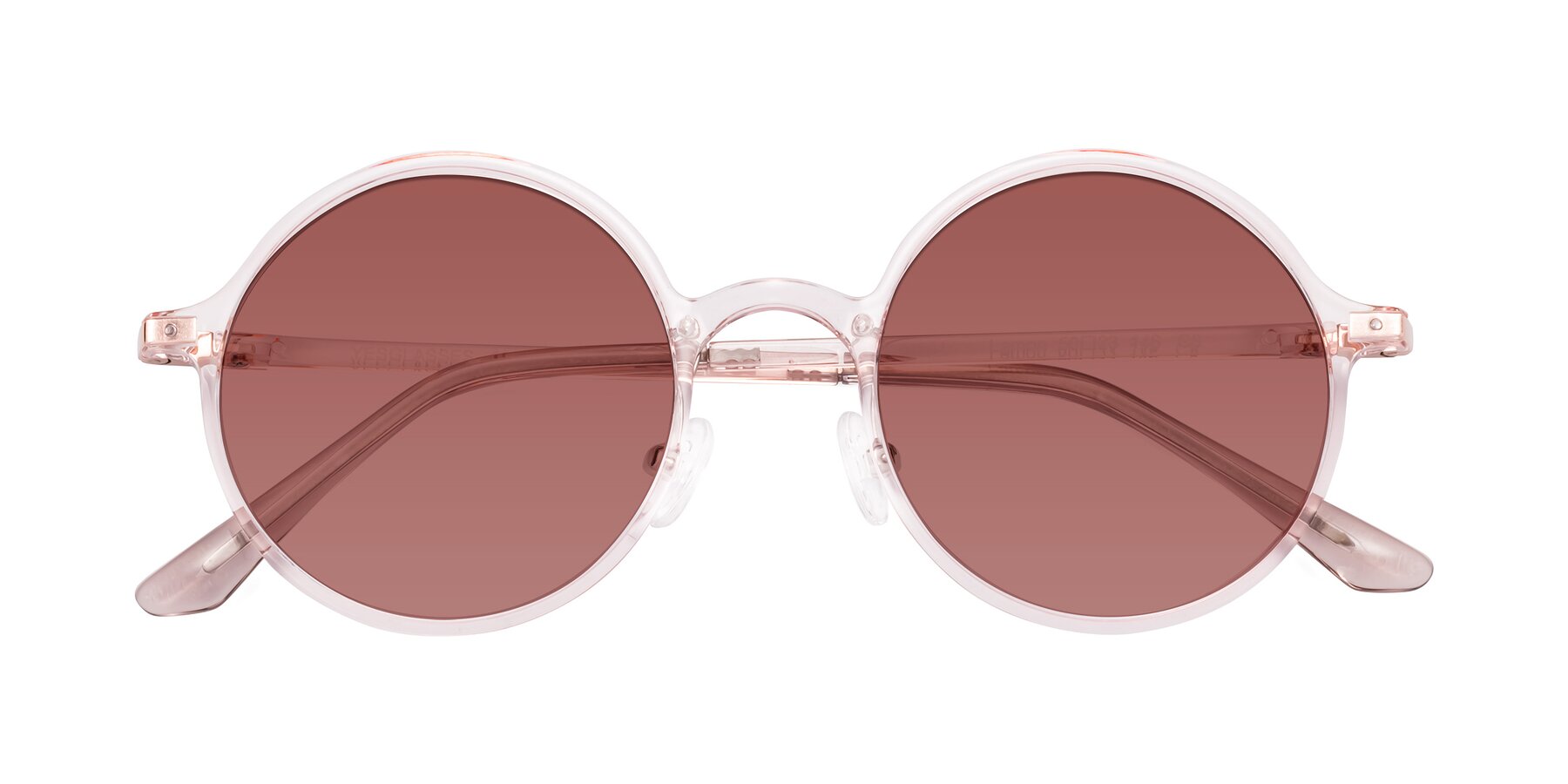 Folded Front of Lemon in Transparent Pink with Garnet Tinted Lenses