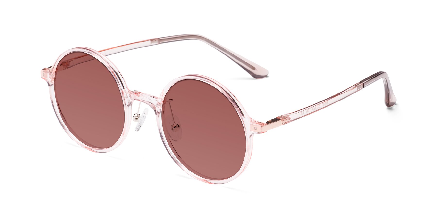 Angle of Lemon in Transparent Pink with Garnet Tinted Lenses