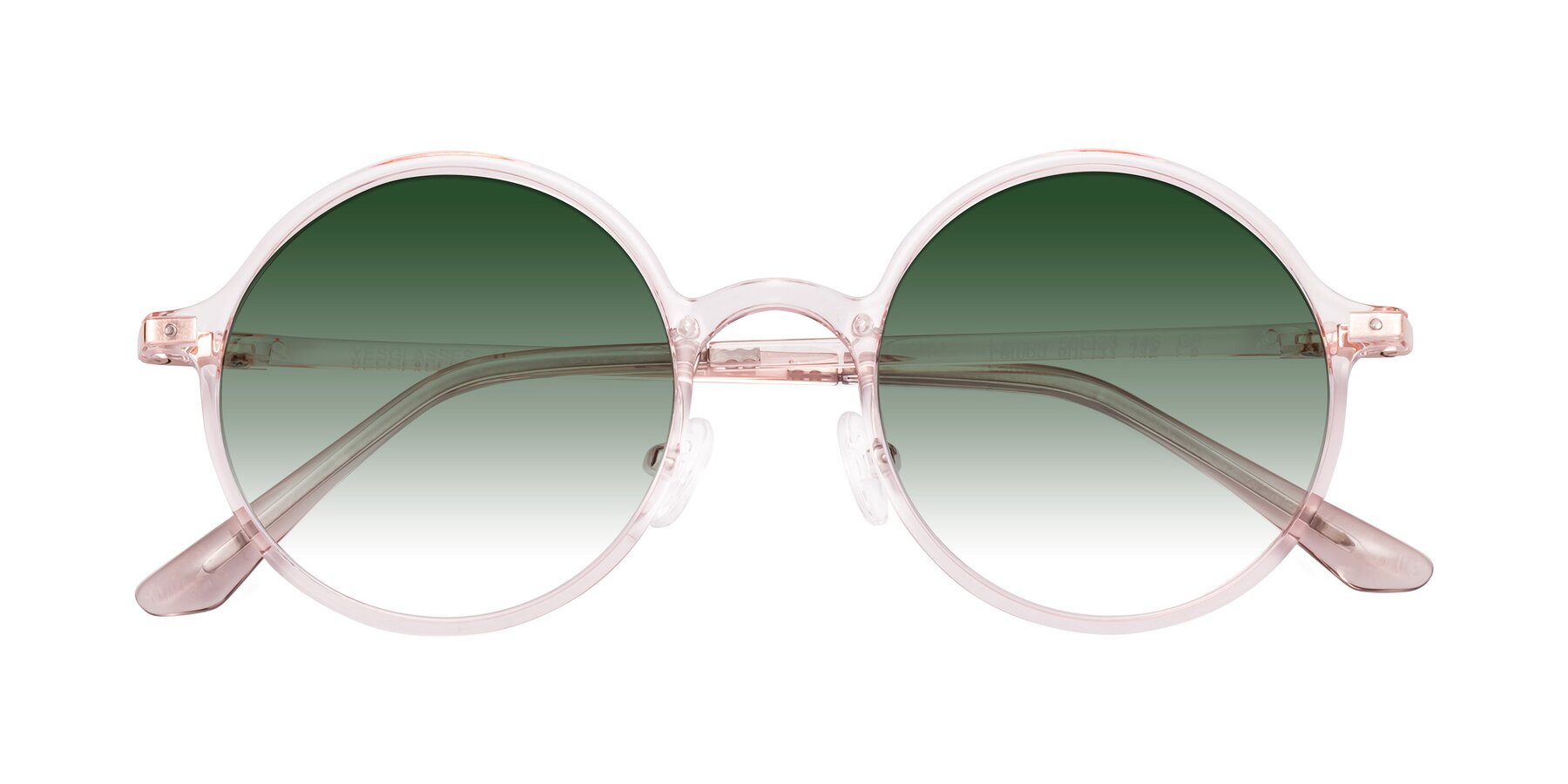 Folded Front of Lemon in Transparent Pink with Green Gradient Lenses