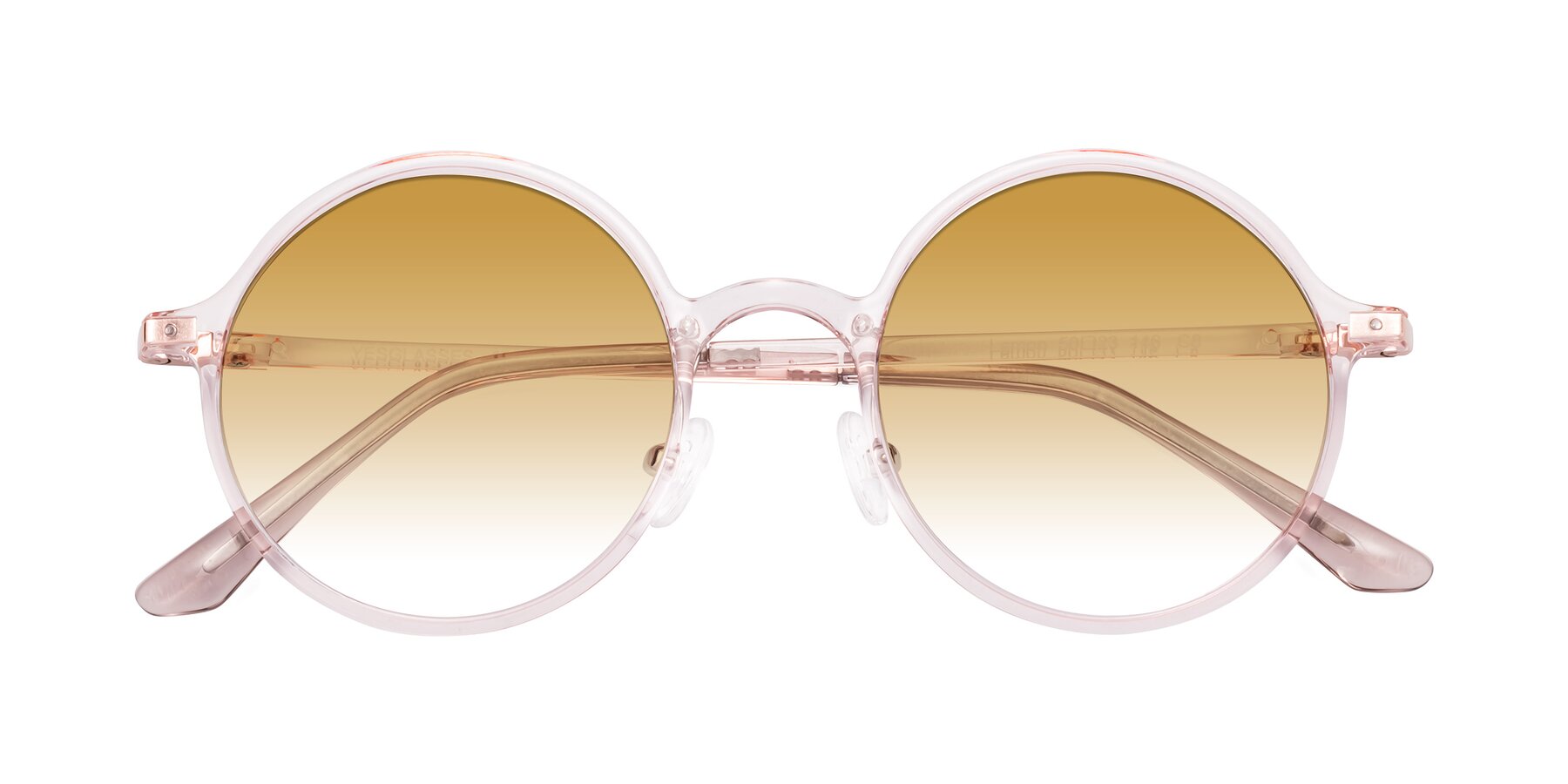 Folded Front of Lemon in Transparent Pink with Champagne Gradient Lenses