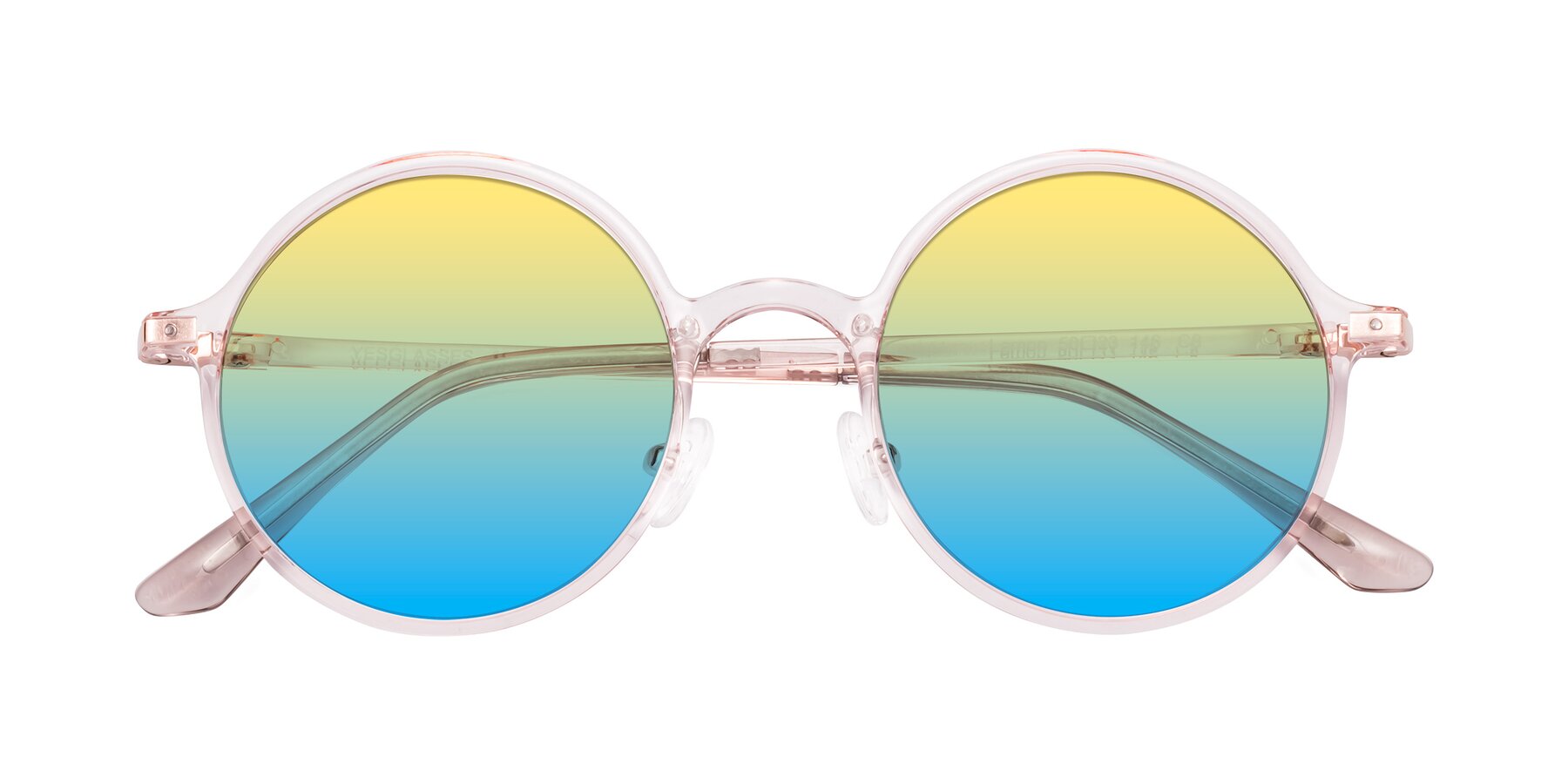 Folded Front of Lemon in Transparent Pink with Yellow / Blue Gradient Lenses