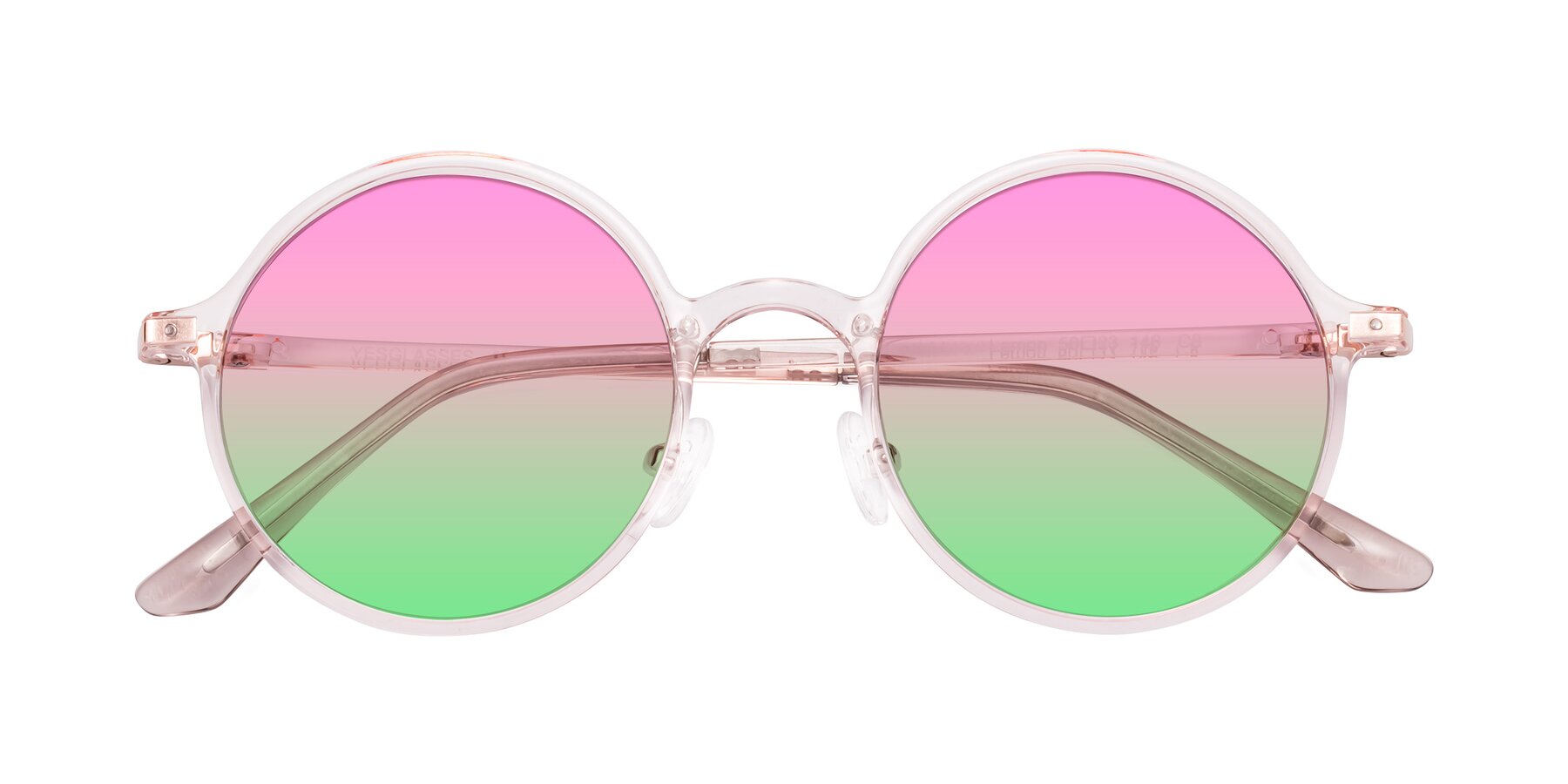 Folded Front of Lemon in Transparent Pink with Pink / Green Gradient Lenses