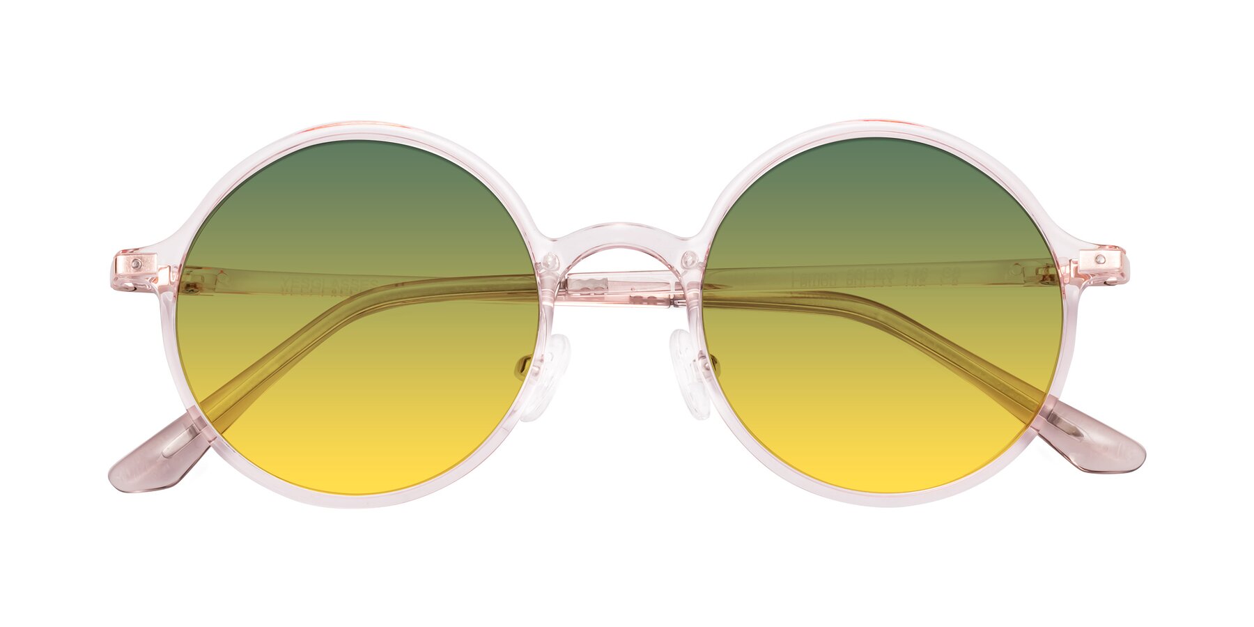 Folded Front of Lemon in Transparent Pink with Green / Yellow Gradient Lenses
