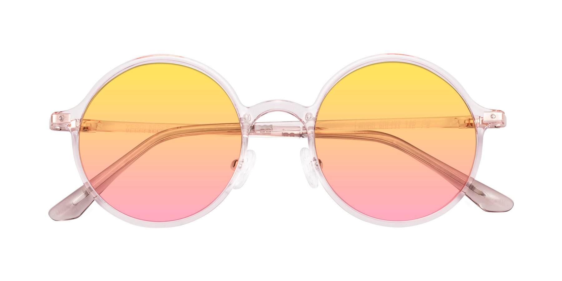 Folded Front of Lemon in Transparent Pink with Yellow / Pink Gradient Lenses