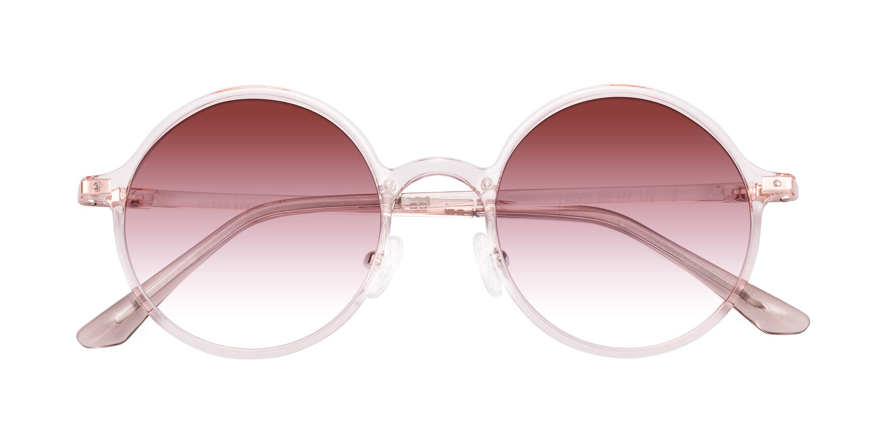 Folded Front of Lemon in Transparent Pink with Garnet Gradient Lenses