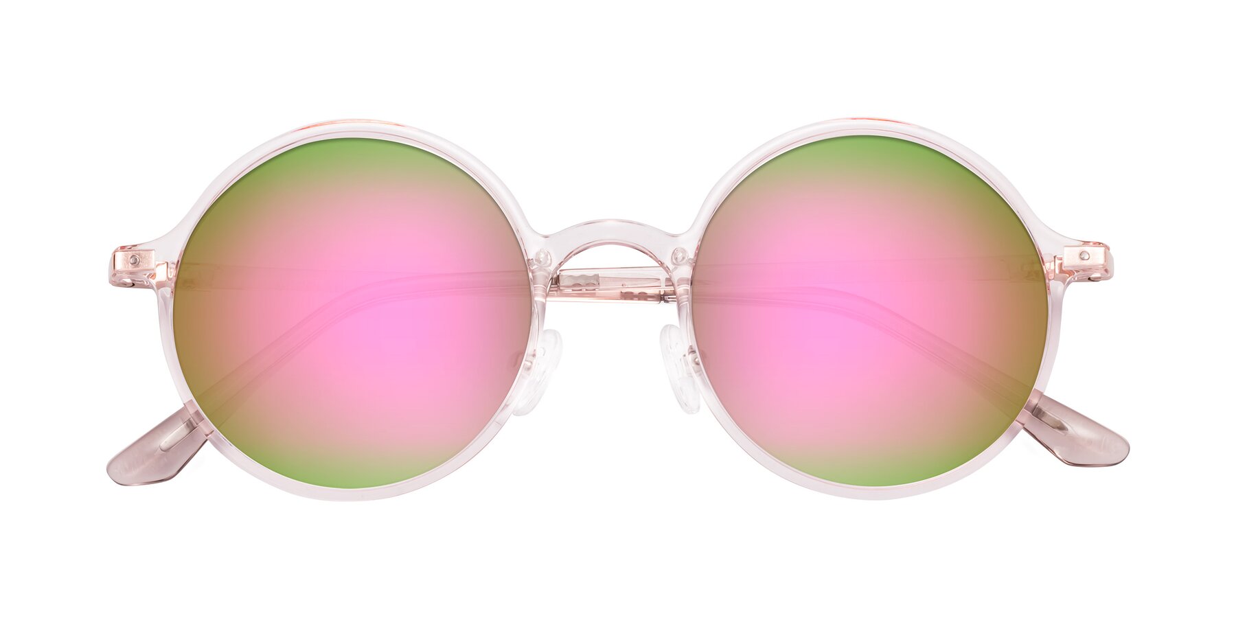 Folded Front of Lemon in Transparent Pink with Pink Mirrored Lenses