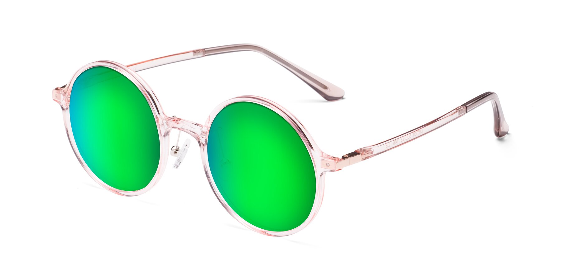 Angle of Lemon in Transparent Pink with Green Mirrored Lenses