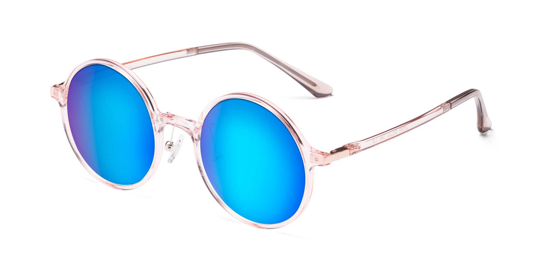 Angle of Lemon in Transparent Pink with Blue Mirrored Lenses