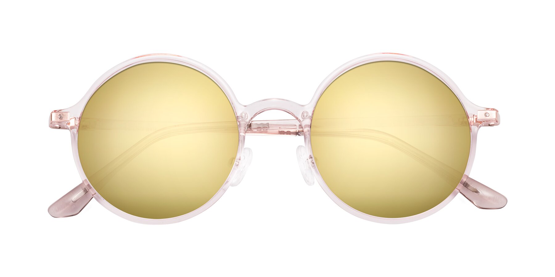 Folded Front of Lemon in Transparent Pink with Gold Mirrored Lenses