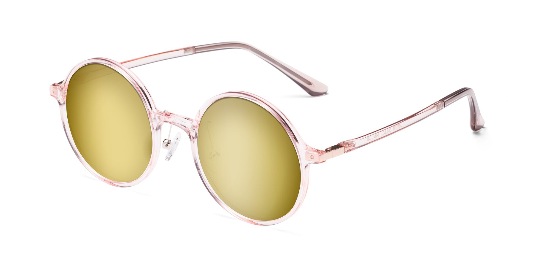 Angle of Lemon in Transparent Pink with Gold Mirrored Lenses