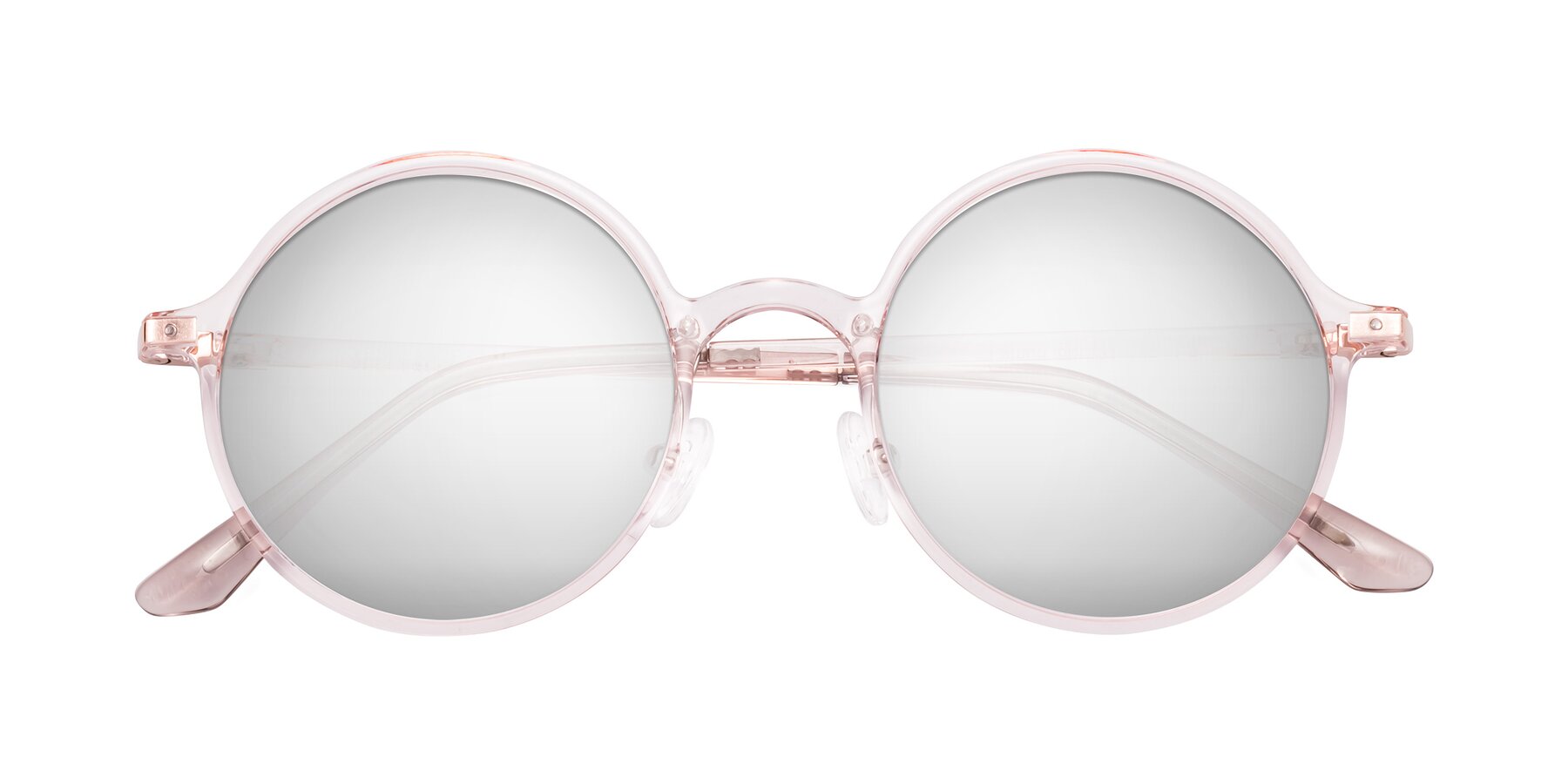 Folded Front of Lemon in Transparent Pink with Silver Mirrored Lenses