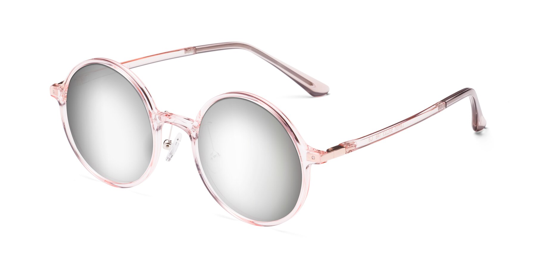 Angle of Lemon in Transparent Pink with Silver Mirrored Lenses