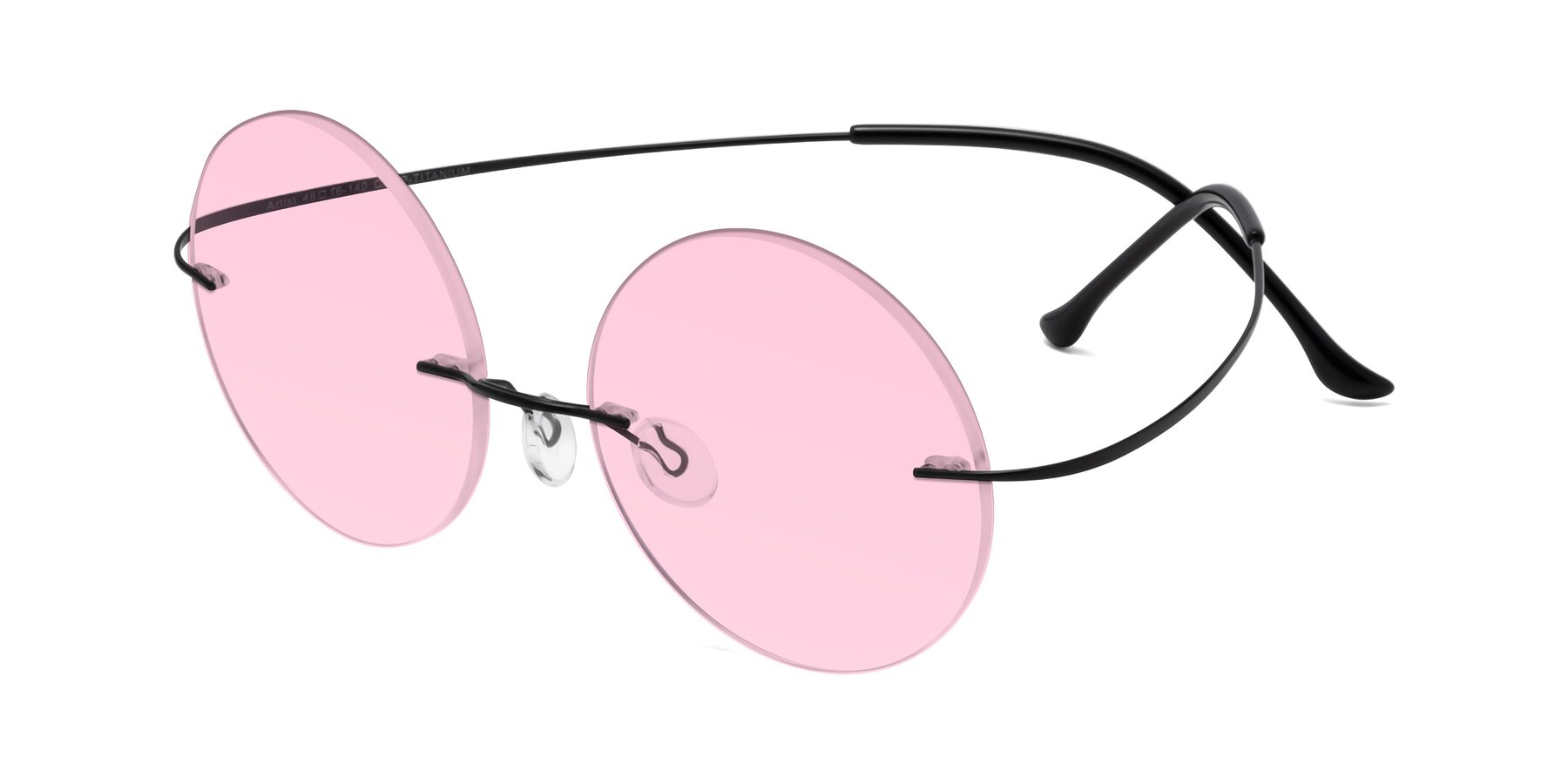 Angle of Artist in Black with Light Pink Tinted Lenses