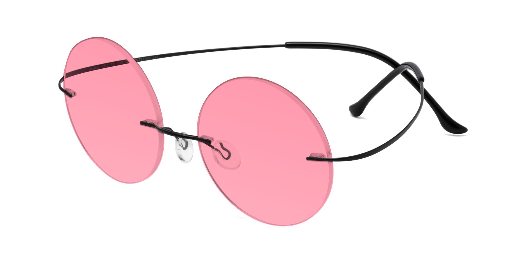 Angle of Artist in Black with Pink Tinted Lenses