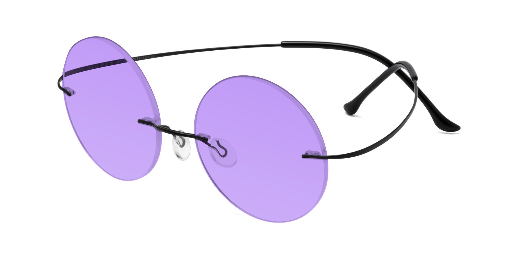 Angle of Artist in Black with Medium Purple Tinted Lenses