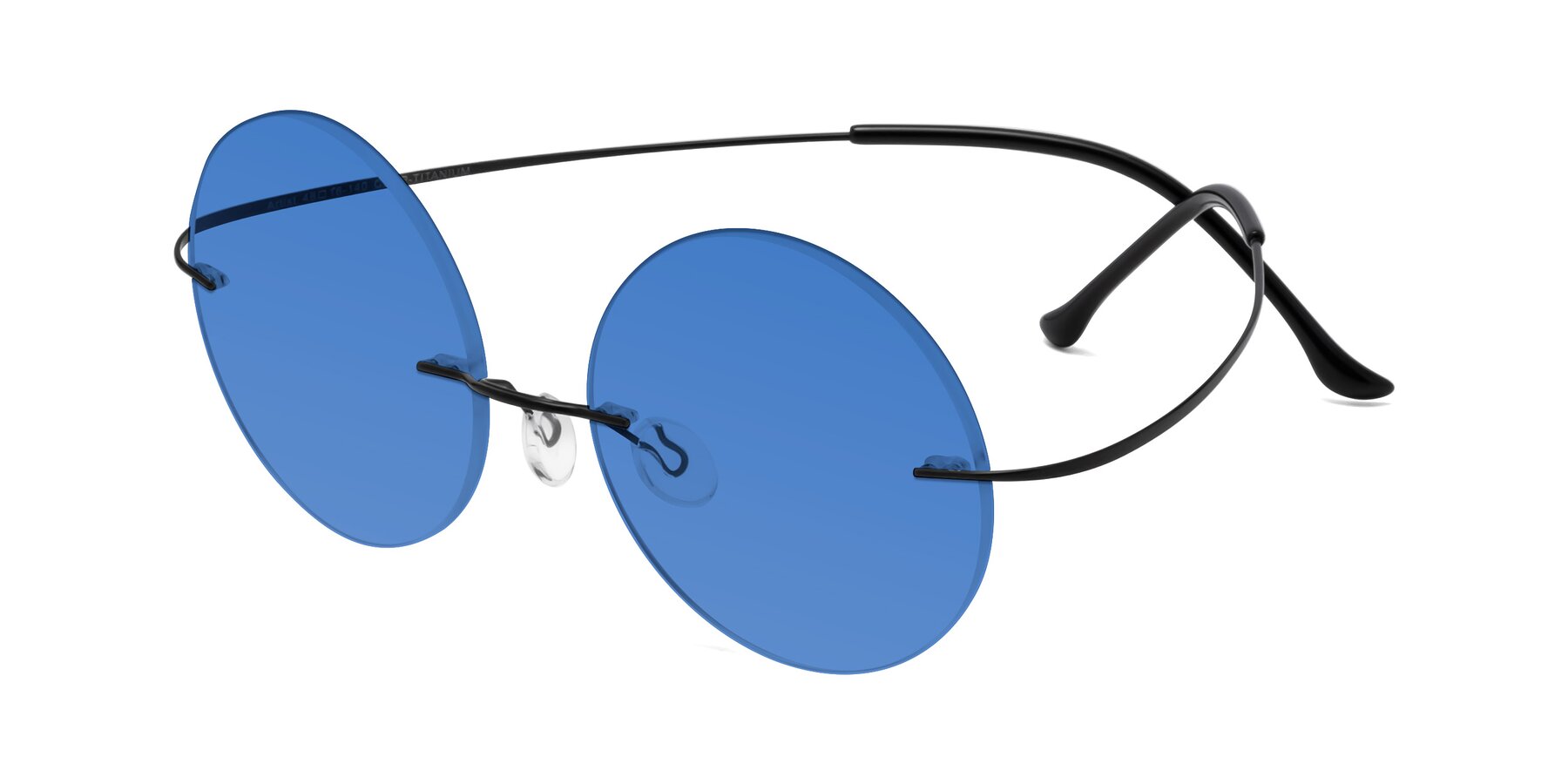 Angle of Artist in Black with Blue Tinted Lenses