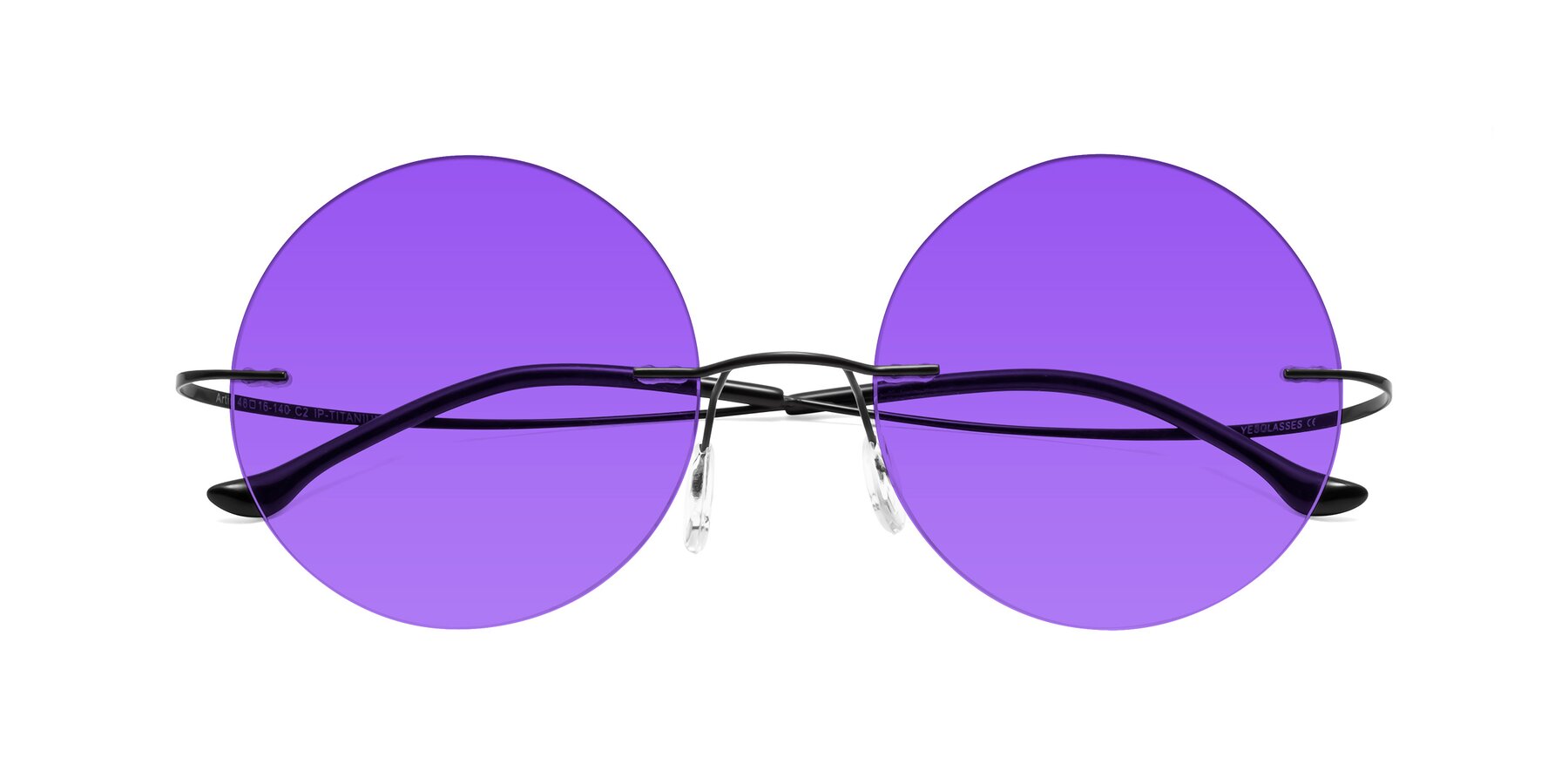 Folded Front of Artist in Black with Purple Tinted Lenses
