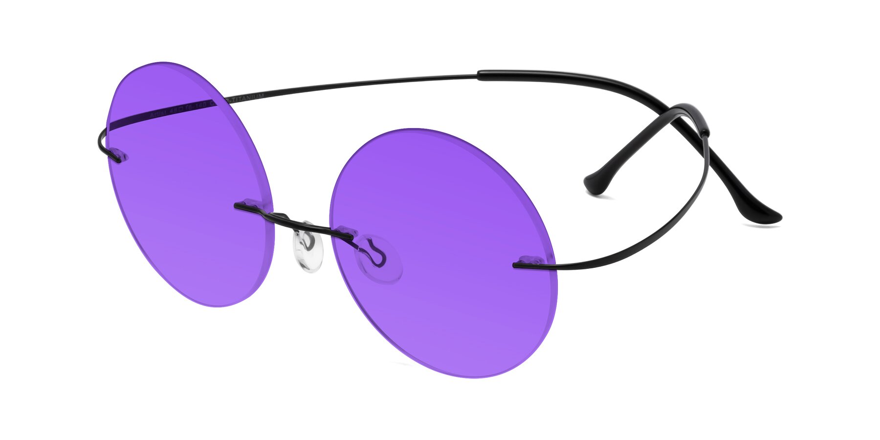 Angle of Artist in Black with Purple Tinted Lenses