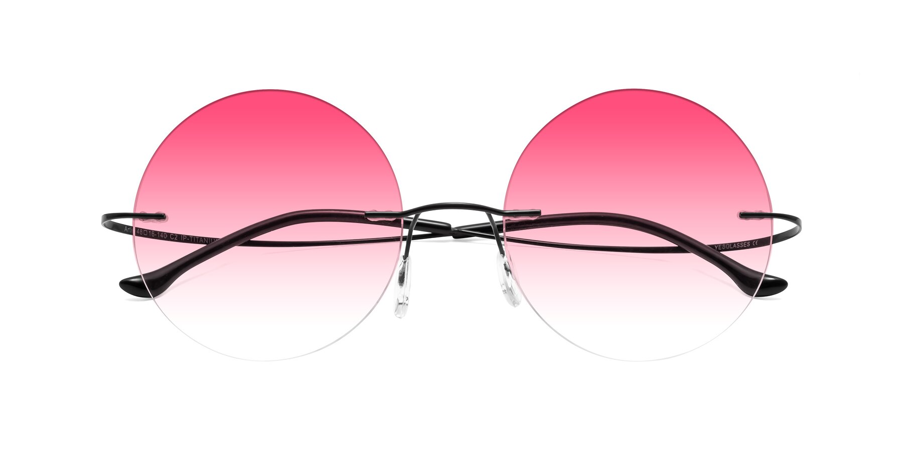 Folded Front of Artist in Black with Pink Gradient Lenses