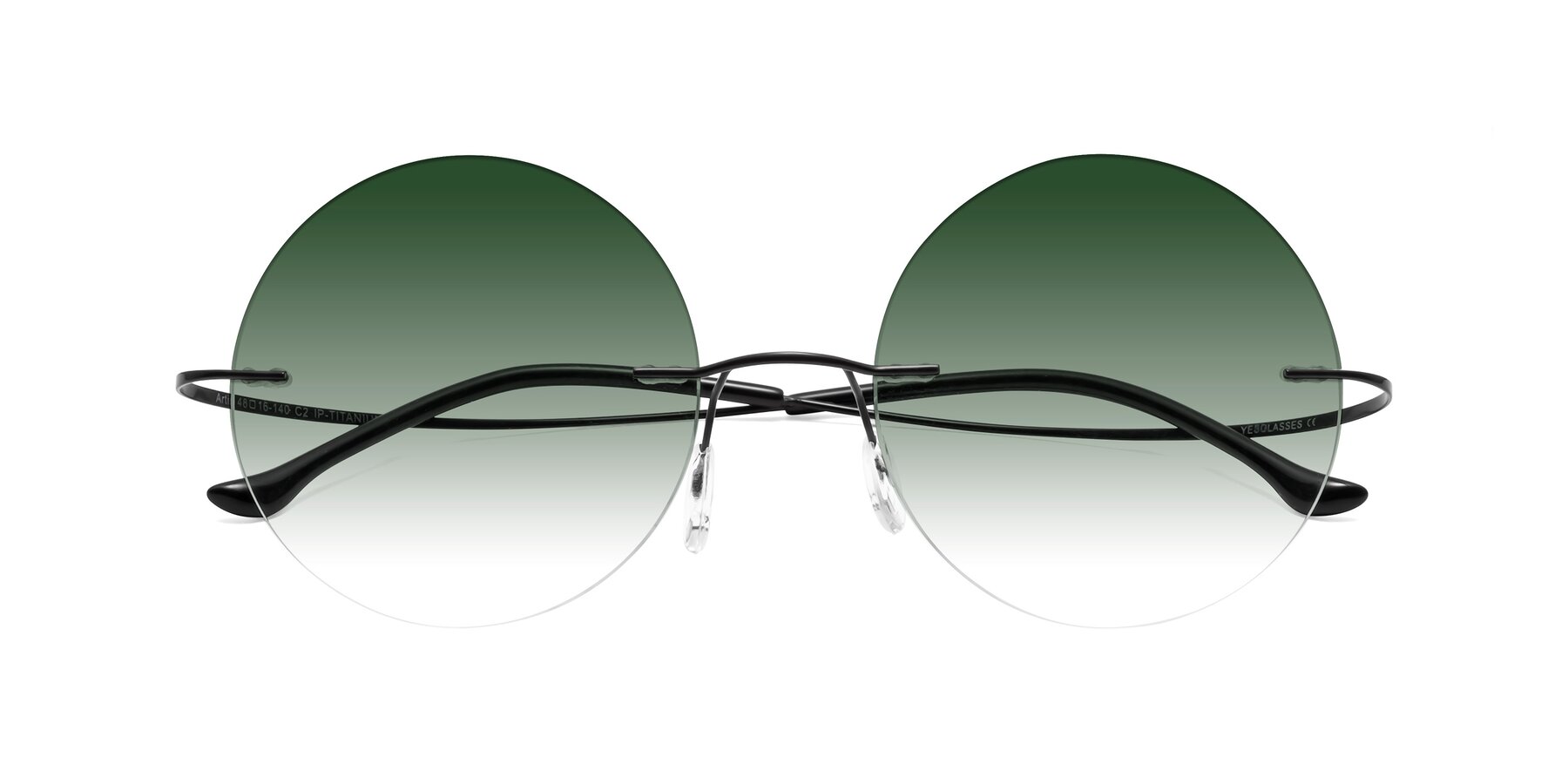 Folded Front of Artist in Black with Green Gradient Lenses