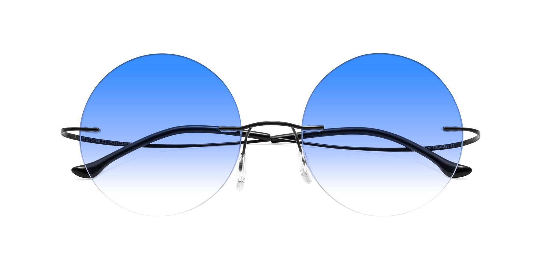Folded Front of Artist in Black with Blue Gradient Lenses