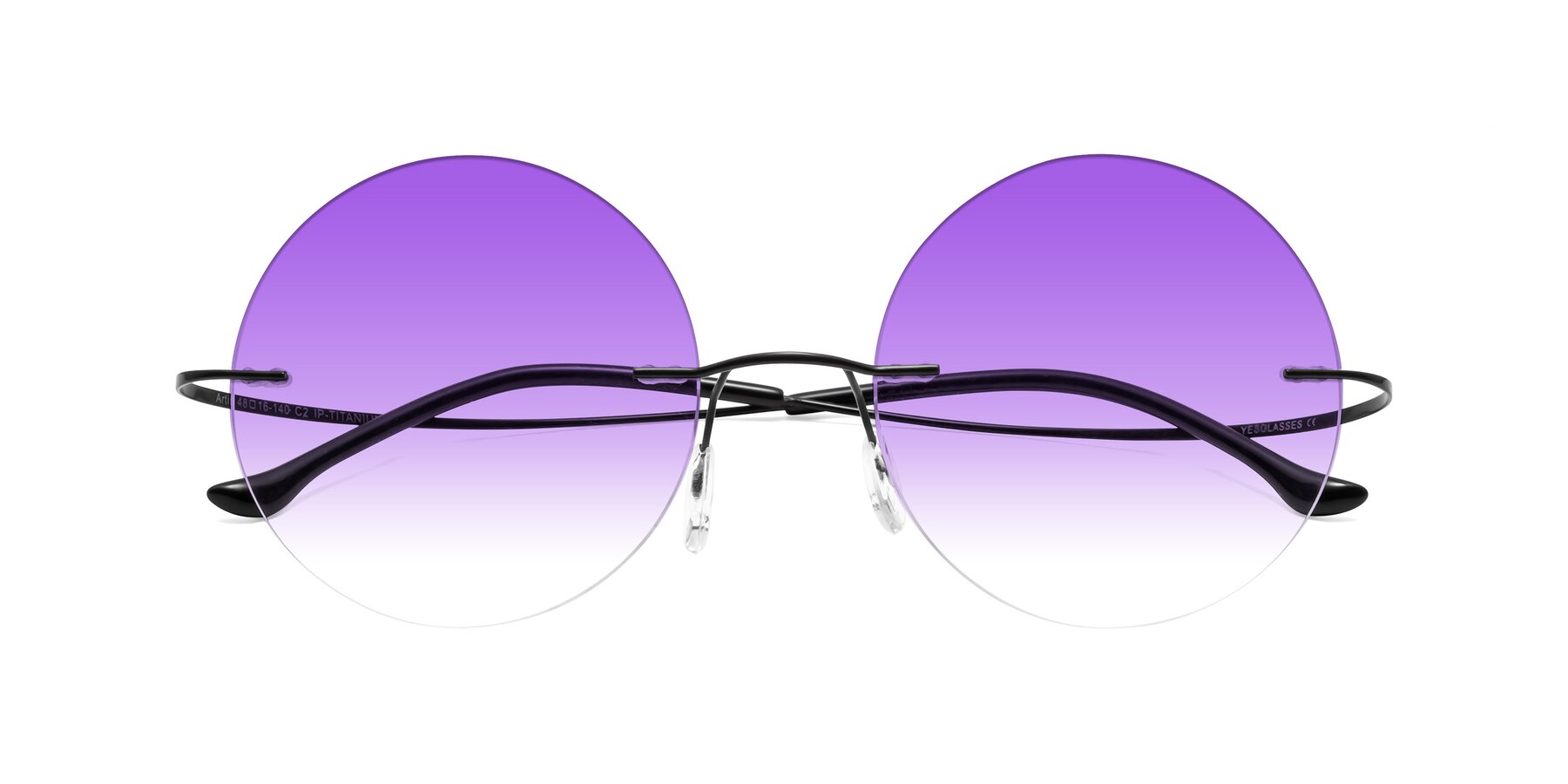 Folded Front of Artist in Black with Purple Gradient Lenses