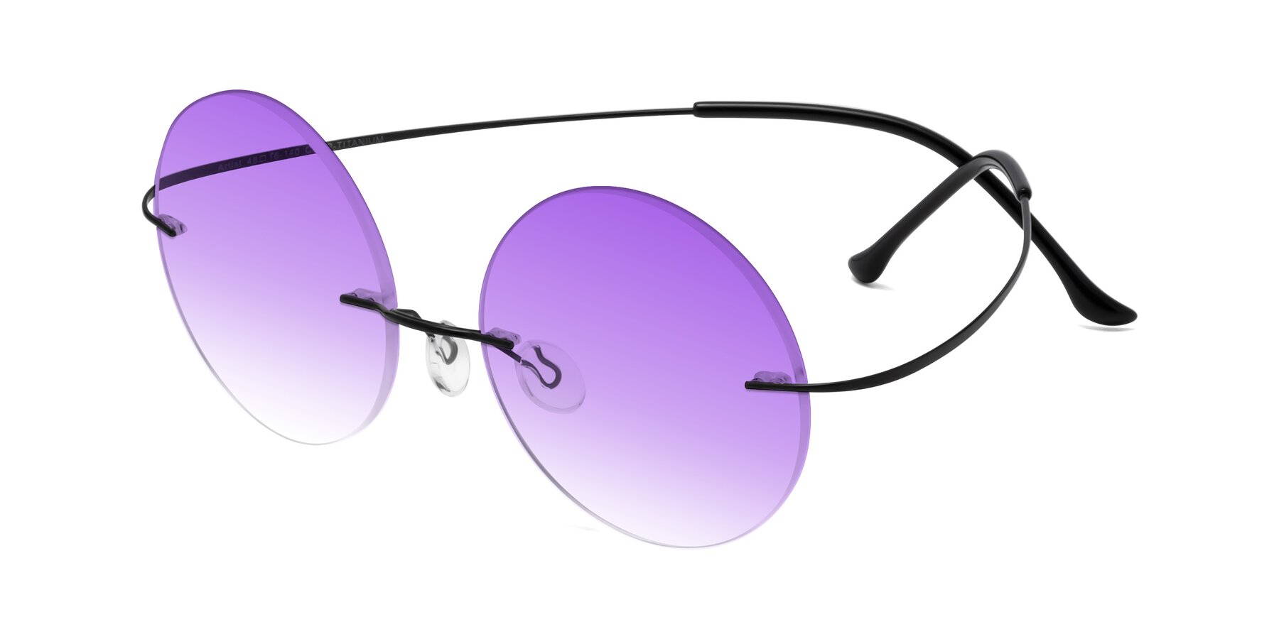 Angle of Artist in Black with Purple Gradient Lenses