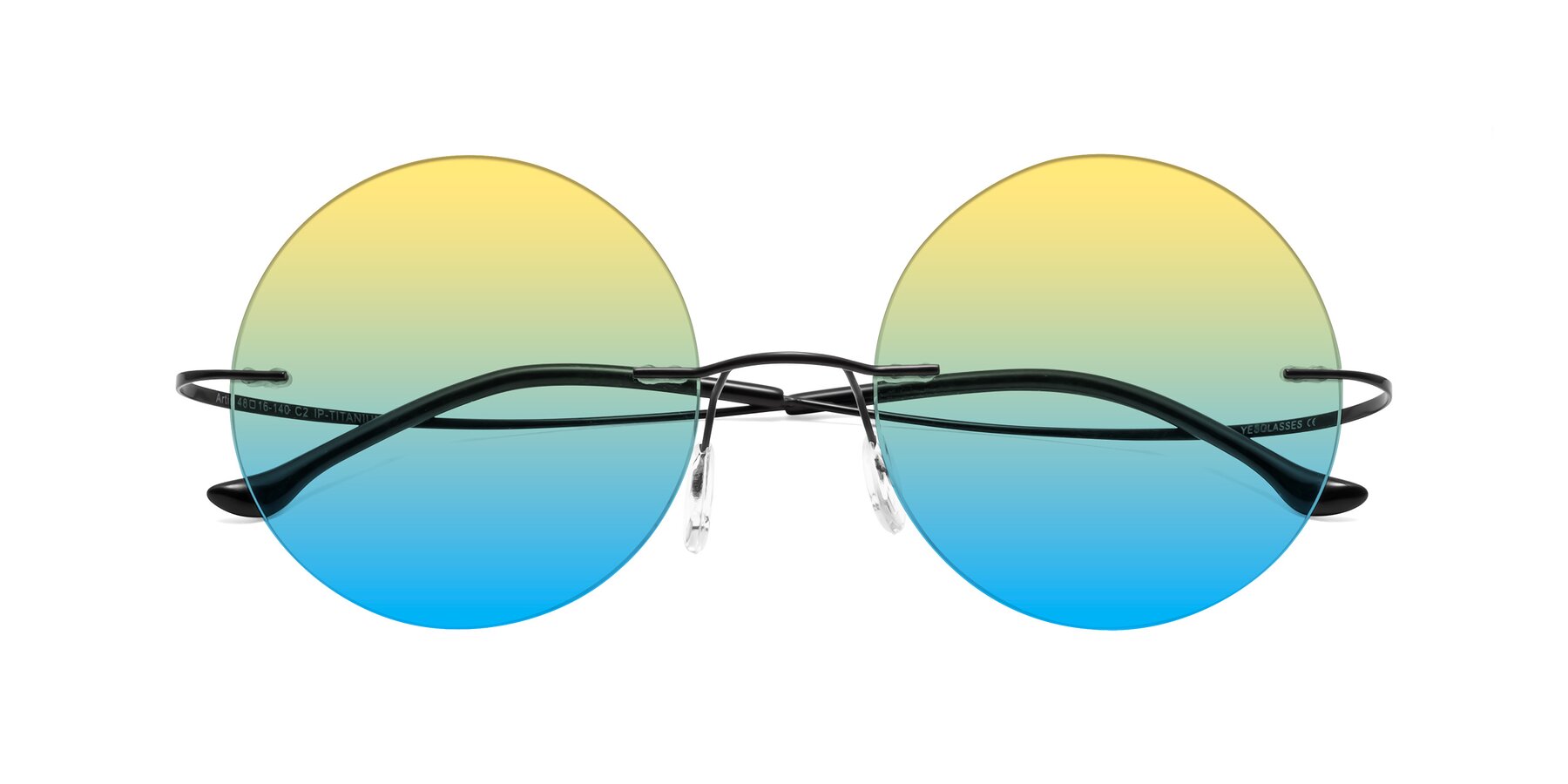Folded Front of Artist in Black with Yellow / Blue Gradient Lenses